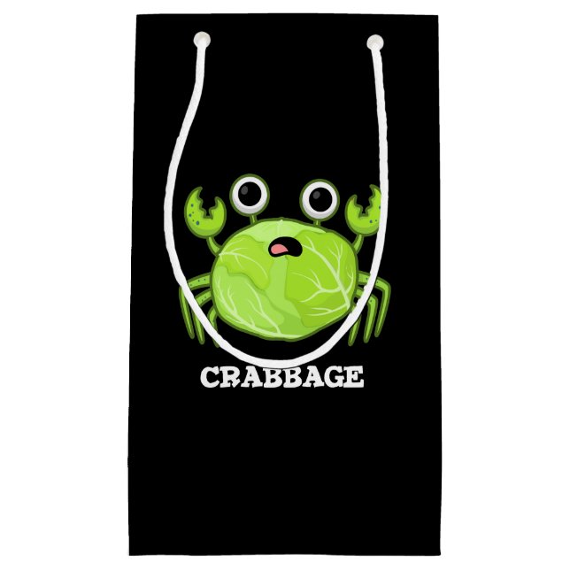 Bolsa De Regalo Pequeña Crabbage Funny Cabbage Crab Pun Dark BG (Anverso)