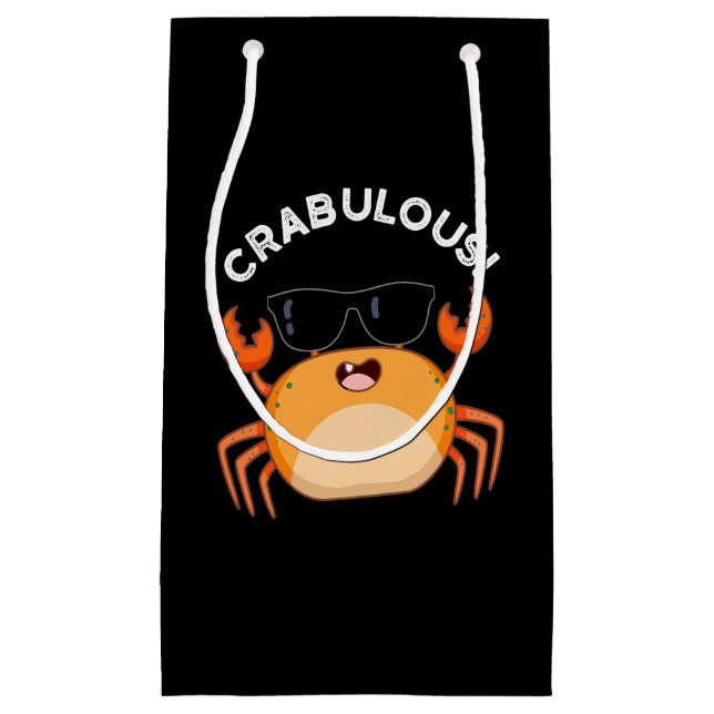 Bolsa De Regalo Pequeña Crabulous Funny Crab Pun Dark BG (Anverso)