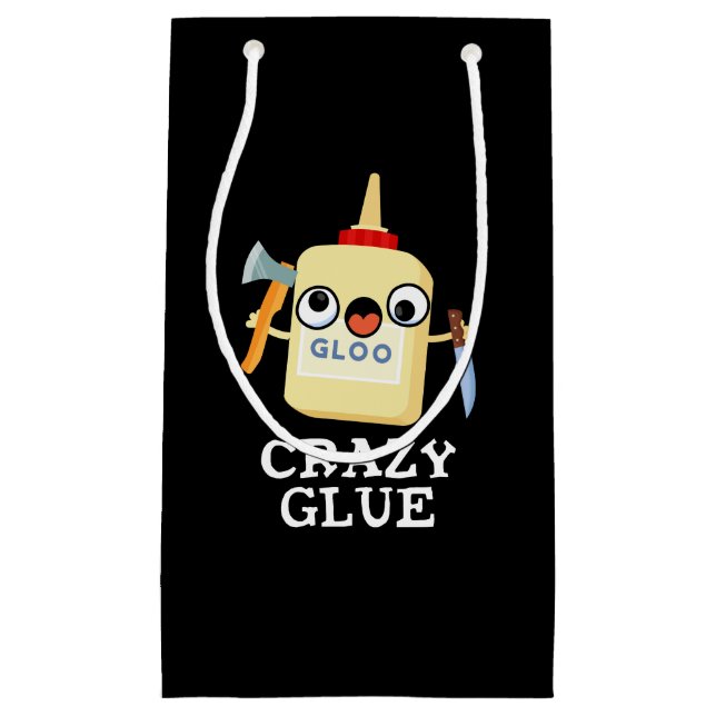 Bolsa De Regalo Pequeña Crazy Glue Funny Super Glue Pun Dark BG (Anverso)