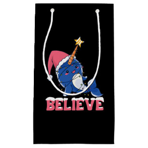 Bolsa De Regalo Pequeña Creer que los Navidades de Narwhal niegan luces de