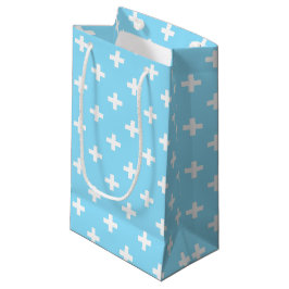 Bolsa De Regalo Pequeña Cruces de polka blanco sobre azul bebé