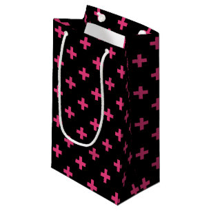 Bolsa De Regalo Pequeña Cruces de polka de Fuchsia sobre negro