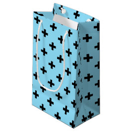 Bolsa De Regalo Pequeña Cruces de polka negra en azul bebé