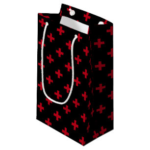 Bolsa De Regalo Pequeña Cruces de polka roja sobre negro