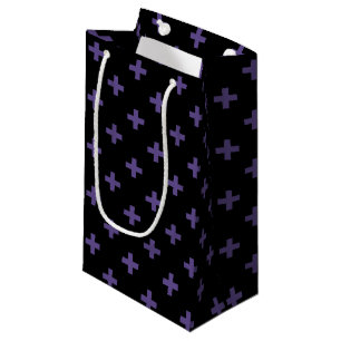 Bolsa De Regalo Pequeña Cruces de polka ultravioleta sobre negro