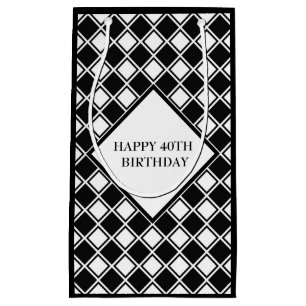 Bolsa De Regalo Pequeña Cuadrados Blanco Y Negro