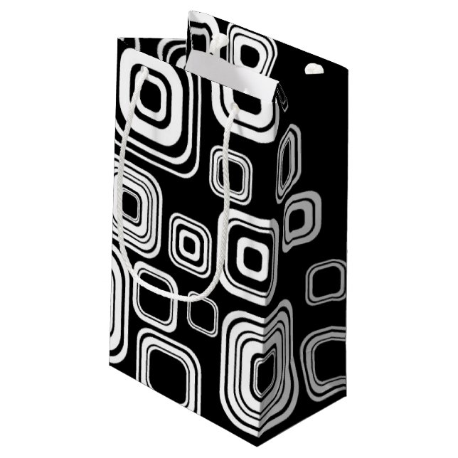 Bolsa De Regalo Pequeña Cuadrados blancos y negros retros (Angulo reverso)