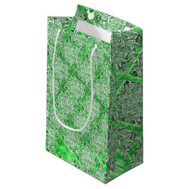 Bolsa De Regalo Pequeña Cuadrados, mosaico falso, follaje verde falso