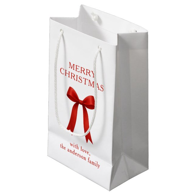 Bolsa De Regalo Pequeña Cuadrillo rojo amargo Navidad (Angulo Anverso)
