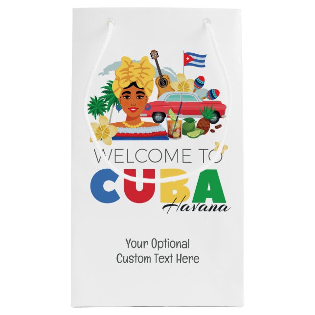 Bolsa De Regalo Pequeña Cuba Personalizado de La Habana Texto (Reverso)