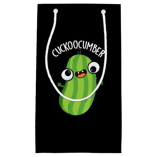 Bolsa De Regalo Pequeña Cuckoocumber Funny Veggie Cucumber Pun Dark BG (Anverso)