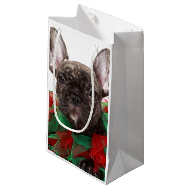 Bolsa De Regalo Pequeña Cuello del navidad del bulldog que lleva francés (Angulo Anverso)