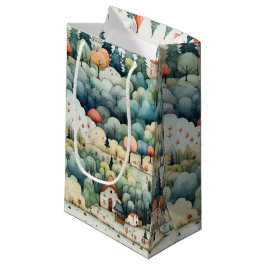 Bolsa De Regalo Pequeña Cuento de hadas en Fairyland Village Green y Naran