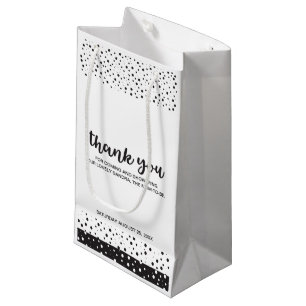 Bolsa De Regalo Pequeña Cuidada, blanca y negra, Gracias, Bebé.