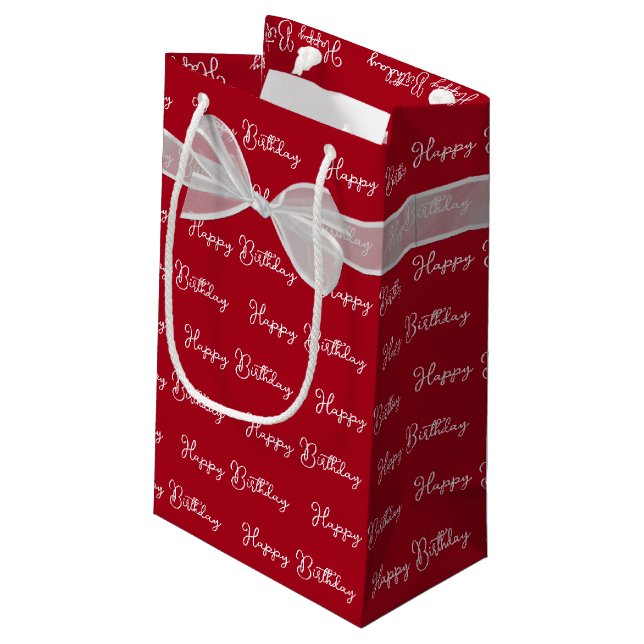 Bolsa De Regalo Pequeña Cumpleaños Arco Sobre Rojo (Angulo reverso)