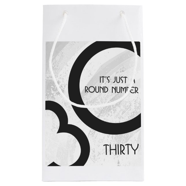 Bolsa De Regalo Pequeña Cumpleaños blanco de 30 décadas (Reverso)