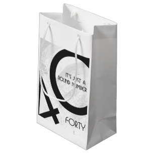 Bolsa De Regalo Pequeña Cumpleaños blanco de 40 décadas