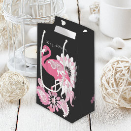 Bolsa De Regalo Pequeña Cumpleaños caprichoso de flamenco rosa negro