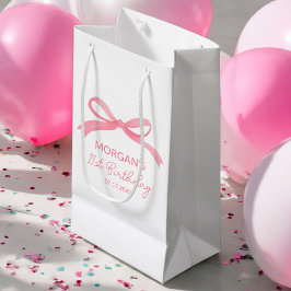 Bolsa De Regalo Pequeña Cumpleaños con Lazo Rosa Sonrosado Nombre Bonito