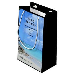 Bolsa De Regalo Pequeña Cumpleaños de hermosa playa tropical turquesa