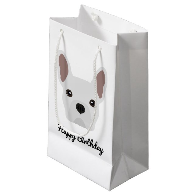 Bolsa De Regalo Pequeña Cumpleaños del Bulldog blanco francés (Angulo Anverso)