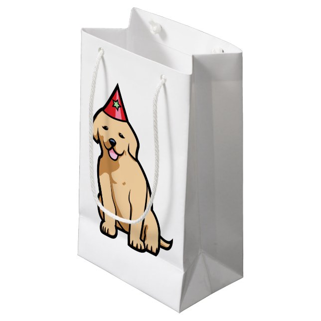 Bolsa De Regalo Pequeña Cumpleaños del perrito del golden retriever (Angulo Anverso)