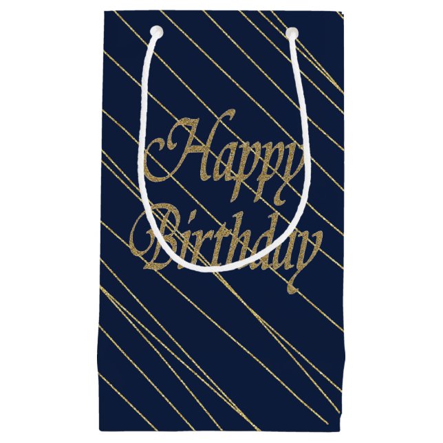 Bolsa De Regalo Pequeña Cumpleaños feliz de la Marina Gold (Anverso)