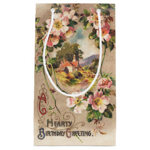 Bolsa De Regalo Pequeña Cumpleaños Floral Campestre Victoriano de la décad