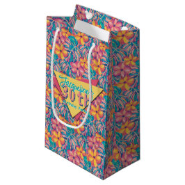 Bolsa De Regalo Pequeña Cumpleaños floral rosa y amarilla retro