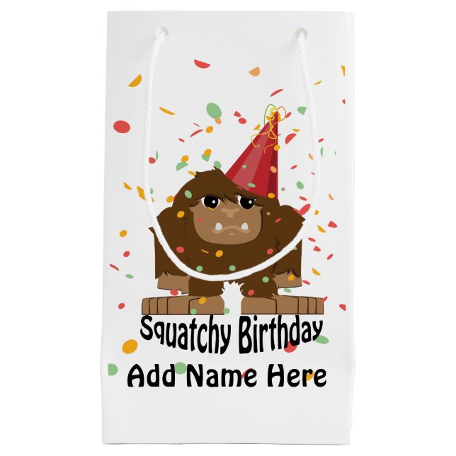 Bolsa De Regalo Pequeña Cumpleaños lindo Bigfoot de Squatchy (Anverso)