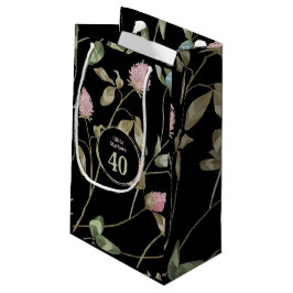 Bolsa De Regalo Pequeña Cumpleaños Romántico Black Pink Clover Floral