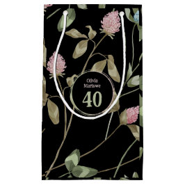 Bolsa De Regalo Pequeña Cumpleaños Romántico Black Pink Clover Floral