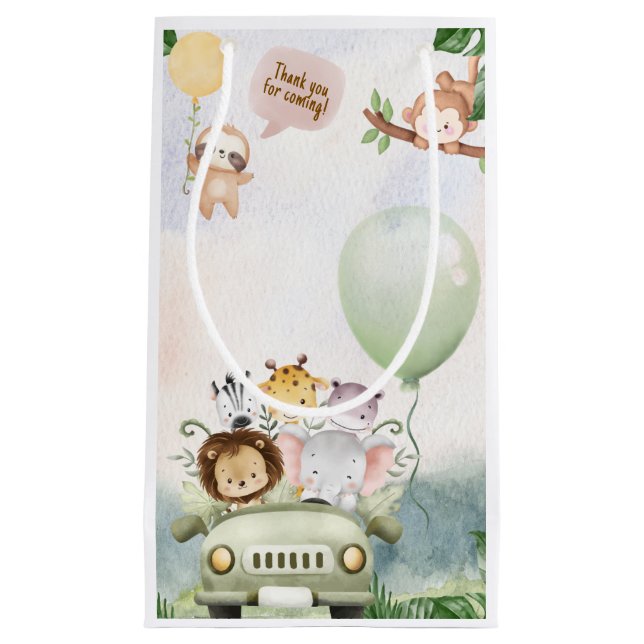 Bolsa De Regalo Pequeña Cumpleaños Safari Zoo (Anverso)