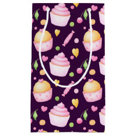 BOLSA DE REGALO PEQUEÑA CUPCAKES DE DÍA DE SAN VALENTÍN ROSA Y AMARILLA