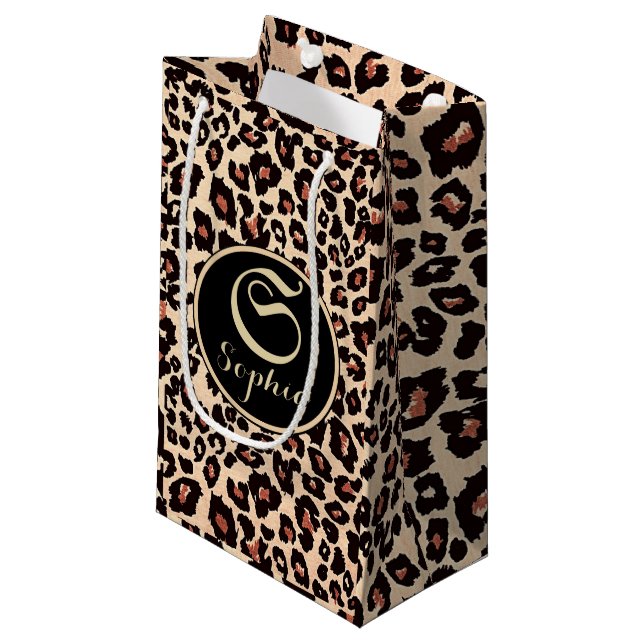 Bolsa De Regalo Pequeña Custom Names Luxury Leopard  (Angulo Anverso)