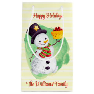 Bolsa De Regalo Pequeña Cuta acuarela Snowman