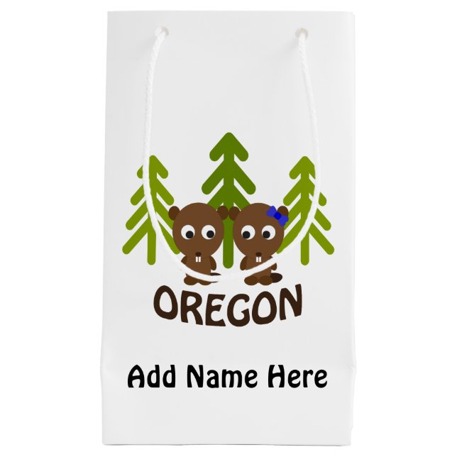 Bolsa De Regalo Pequeña Cute Beaver Couple Oregon (Anverso)