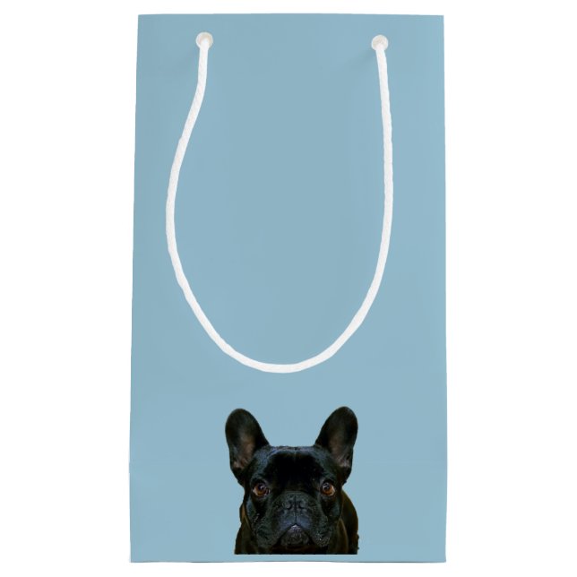 Bolsa De Regalo Pequeña Cute Black French Bulldog Frenchie Fotografía: (Anverso)