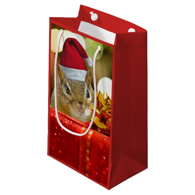 Bolsa De Regalo Pequeña Cute Chipmunk Merry Christmas (Angulo Anverso)