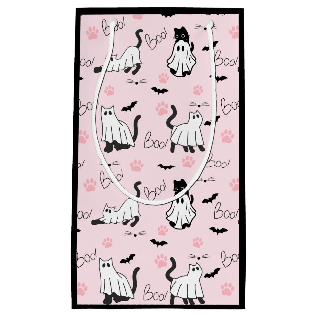 Bolsa De Regalo Pequeña Cute Ghost Cats Halloween (Anverso)