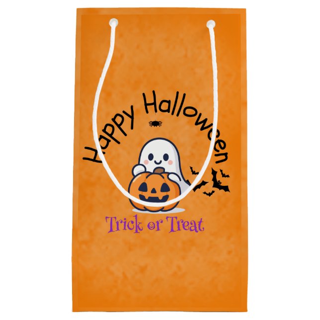 Bolsa De Regalo Pequeña Cute Ghost & Pumpkin Trick or Treat (Anverso)