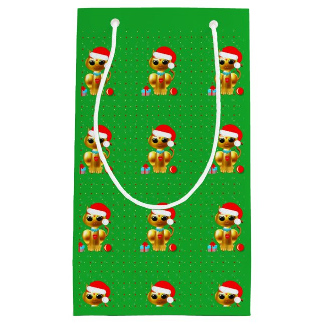 Bolsa De Regalo Pequeña Cute Golden Christmas Cats (Anverso)