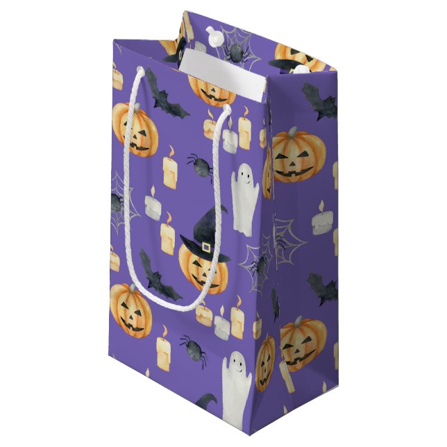 BOLSA DE REGALO PEQUEÑA CUTE HALLOWEEN PUMPKINS GHOSTS CANDLES BATES (Angulo Anverso)