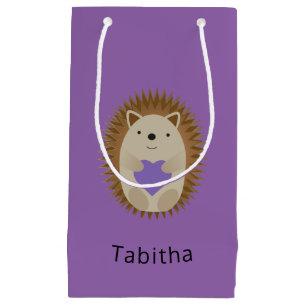 Bolsa De Regalo Pequeña Cute Hedgehog con un corazón morado