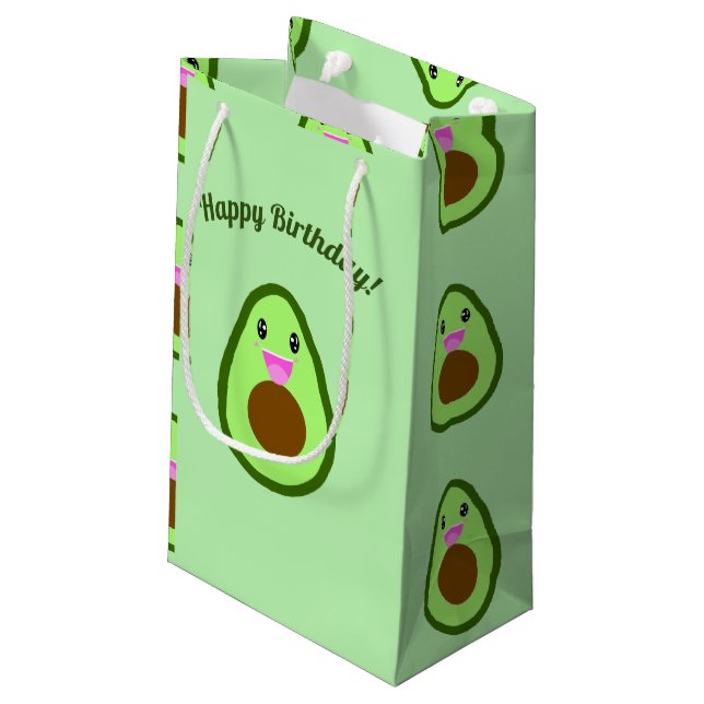 Bolsa De Regalo Pequeña Cute Kawaii Aguacate Feliz cumpleaños (Angulo reverso)