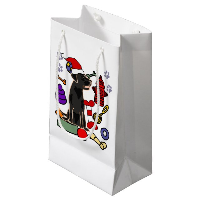 Bolsa De Regalo Pequeña Cute Navidades de perros y juguetes del Black Lab (Angulo Anverso)
