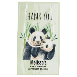 Bolsa De Regalo Pequeña Cute Panda Bears Cuddddling Watercolor Baby Shower