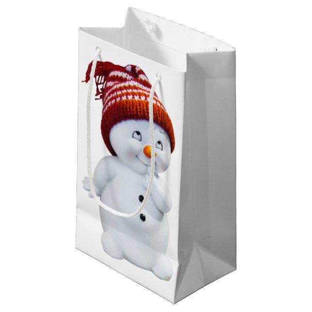 BOLSA DE REGALO PEQUEÑA CUTE PLAYFUL SNOWMAN (Angulo Anverso)