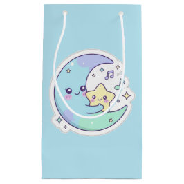 Bolsa De Regalo Pequeña Cute Sleeping Moon & Stars Baby Blue Ramadan Gift