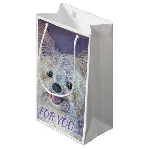 BOLSA DE REGALO PEQUEÑA CUTE WHITE YORKIE MIX